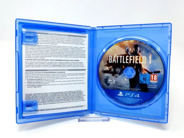 Interior del juego Battlefield 1 (ESP) para PlayStation 4 con disco y manual