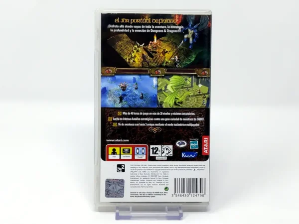 Parte trasera de Dungeons & Dragons: Tactics (ESP) para PSP, edición PAL España