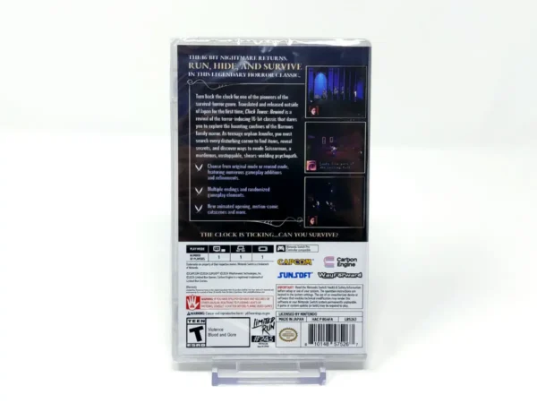 Parte trasera de Clock Tower: Rewind (USA) (Limited Run) (Precintado) para Nintendo Switch, edición NTSC USA