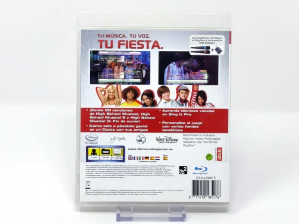 Parte trasera de Disney Sing It: High School Musical 3: Fin de curso (ESP) para PlayStation 3, edición PAL España