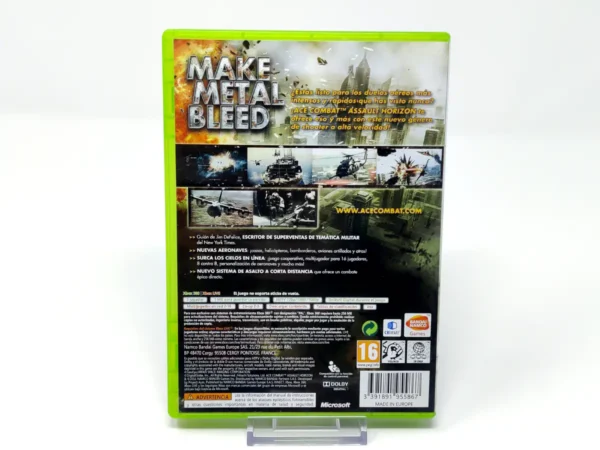 Parte trasera de Ace Combat: Assault Horizon (ESP) para XBOX 360, edición PAL España