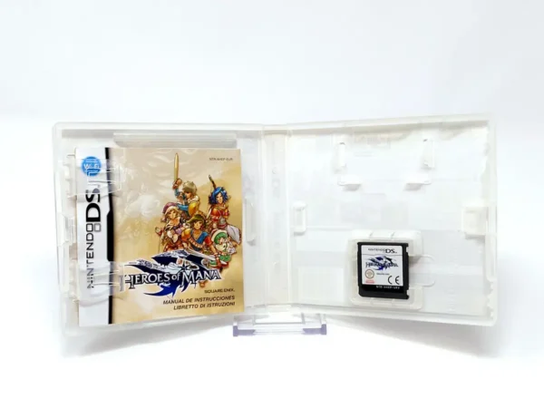 Interior del juego Heroes of Mana (ESP) para Nintendo DS con disco y manual