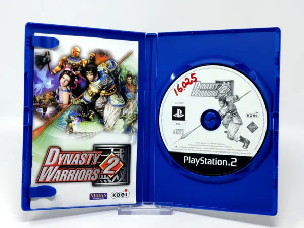 Interior del juego Dynasty Warriors 2 (ESP) para PlayStation 2 con disco y manual