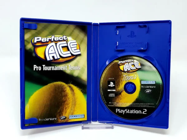 Interior del juego Perfect Ace: Pro Tournament Tennis (ESP) para PlayStation 2 con disco y manual