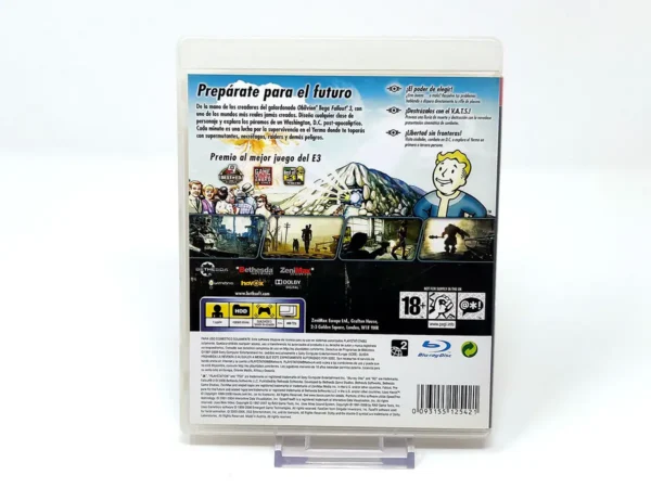 Parte trasera de Fallout 3 (ESP) para PlayStation 3, edición PAL España