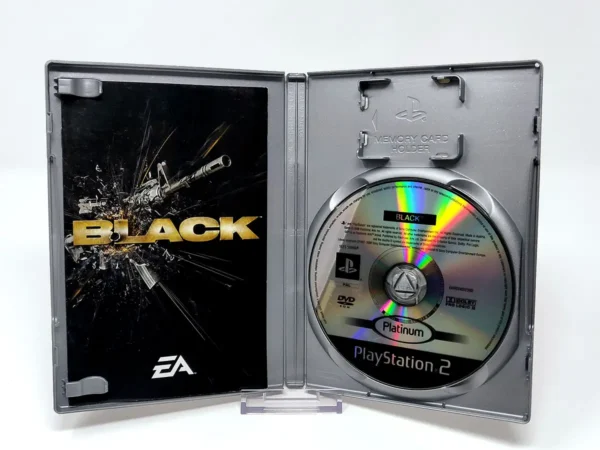 Interior del juego Black (ESP) (Platinum) para PlayStation 2 con disco y manual
