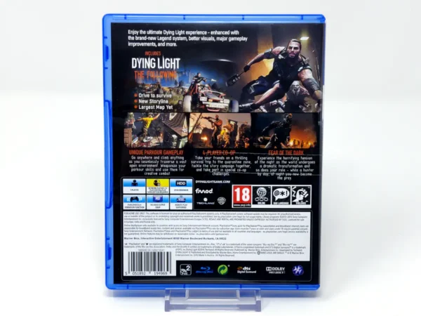 Parte trasera de Dying Light: The Following: Enhanced Edition (UK) para PlayStation 4, edición PAL UK
