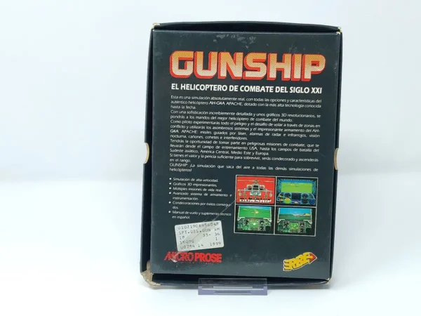 Parte trasera de Gunship (ESP) para Sinclair ZX Spectrum, edición PAL España