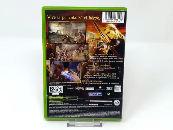 Parte trasera de El Señor de los Anillos: El Retorno del Rey (ESP) para XBOX, edición PAL España