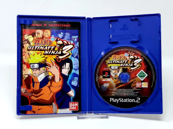 Interior del juego Naruto: Ultimate Ninja 3 (ESP) para PlayStation 2 con disco y manual
