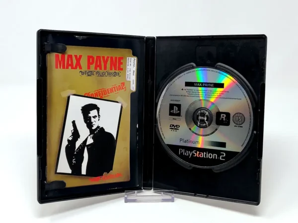 Interior del juego Max Payne (ESP) (Platinum) para PlayStation 2 con disco y manual