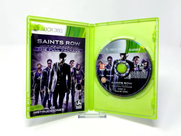 Interior del juego Saints Row: The Third: The Full Package (ESP) (Classics) para XBOX 360 con disco y manual
