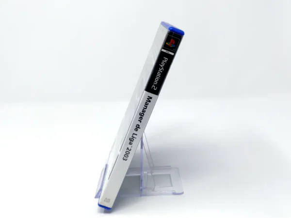 Lateral de la caja de Mánager de Liga 2003 (ESP) para PlayStation 2
