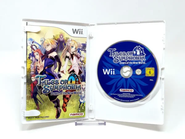 Interior del juego Tales of Symphonia: Dawn of the New World (ESP) para Nintendo Wii con disco y manual