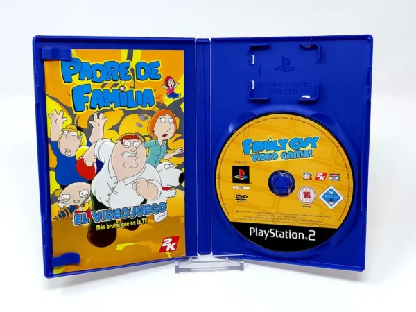 Interior del juego Padre de Familia: El Videojuego (ESP) para PlayStation 2 con disco y manual
