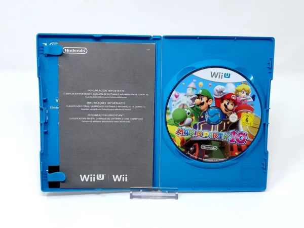 Interior del juego Mario Party 10 (ESP) para Nintendo Wii U con disco y manual