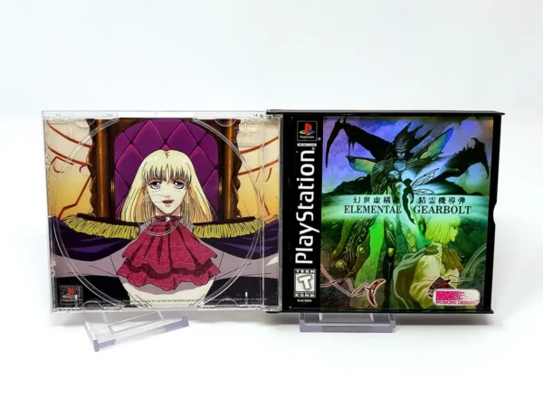 Interior del juego Elemental Gearbolt (USA) para PlayStation 1 con disco y manual