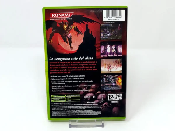 Parte trasera de Castlevania: Curse of Darkness (ESP) para XBOX, edición PAL España