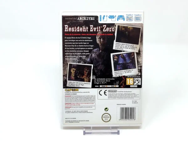 Parte trasera de Resident Evil Archives: Resident Evil Zero (ESP) para Nintendo Wii, edición PAL España