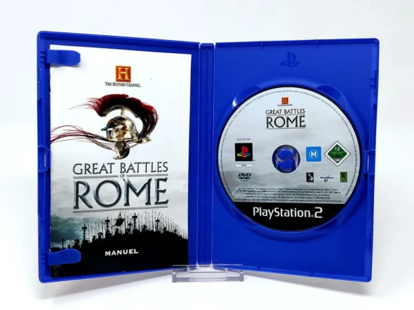 Interior del juego The History Channel - Great Battles of Rome (UK) para PlayStation 2 con disco y manual