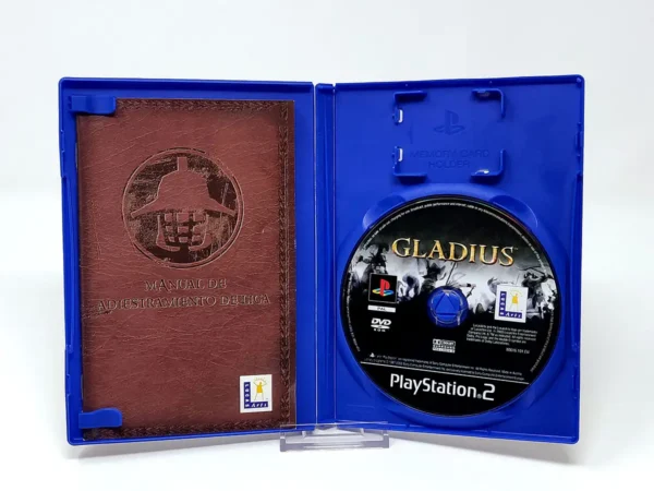 Interior del juego Gladius (ESP) para PlayStation 2 con disco y manual