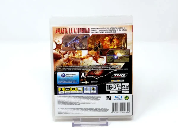 Parte trasera de Red Faction: Guerrilla (ESP) para PlayStation 3, edición PAL España