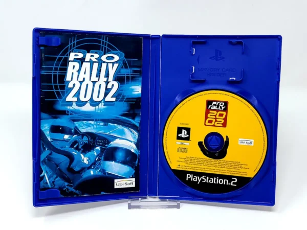 Interior del juego Pro Rally 2002 (FRA) para PlayStation 2 con disco y manual