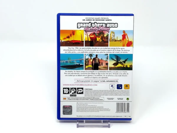 Parte trasera de Grand Theft Auto: Vice City Stories (ESP) para PlayStation 2, edición PAL España