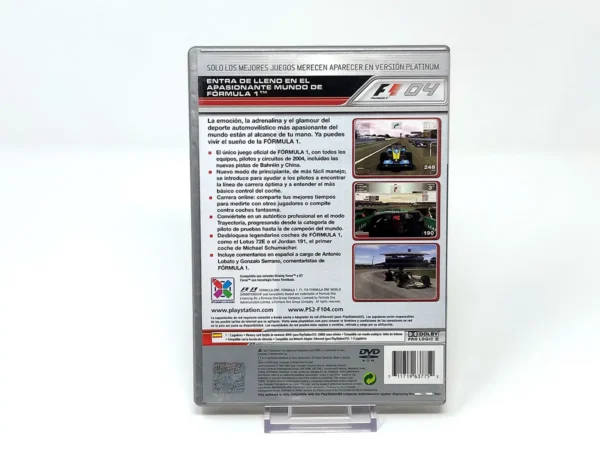 Parte trasera de Formula One 04 (ESP) (Platinum) para PlayStation 2, edición PAL España
