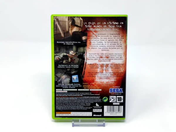 Parte trasera de Condemned (ESP) para XBOX 360, edición PAL España