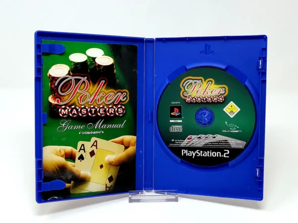 Interior del juego Poker Masters (UK) para PlayStation 2 con disco y manual