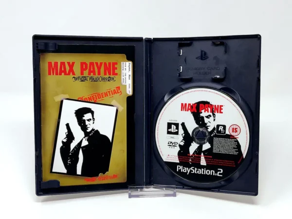 Interior del juego Max Payne (ESP) para PlayStation 2 con disco y manual