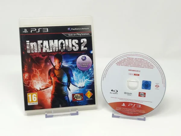 Interior del juego inFamous 2 (ESP) (Promo) para PlayStation 3 con disco y manual