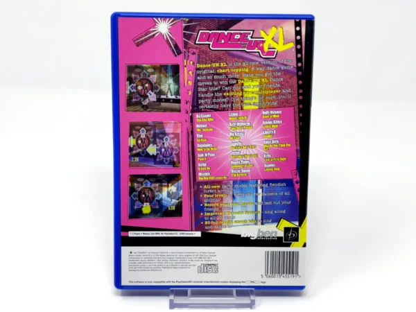 Parte trasera de Dance:UK XL (UK) para PlayStation 2, edición PAL UK
