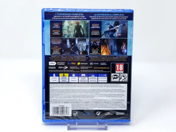 Parte trasera de Rise of the Tomb Raider: 20º aniversario (ESP) (Precintado) para PlayStation 4, edición PAL España