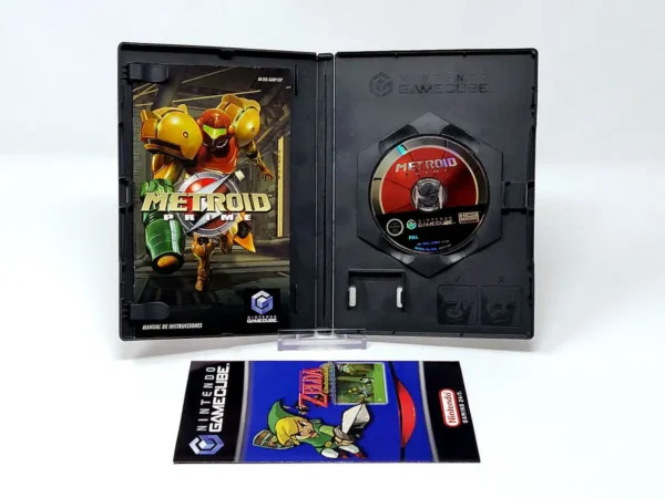 Interior del juego Metroid Prime (ESP) para Nintendo GameCube con disco y manual