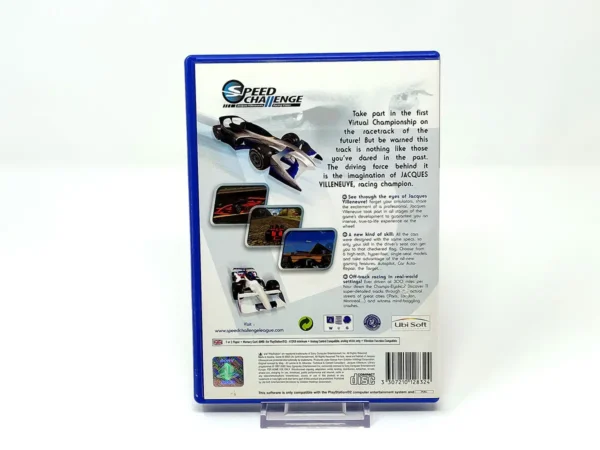 Parte trasera de Speed Challenge: Jacques Villeneuve's Racing Vision (UK) para PlayStation 2, edición PAL UK