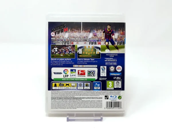 Parte trasera de FIFA 14 (ESP) para PlayStation 3, edición PAL España