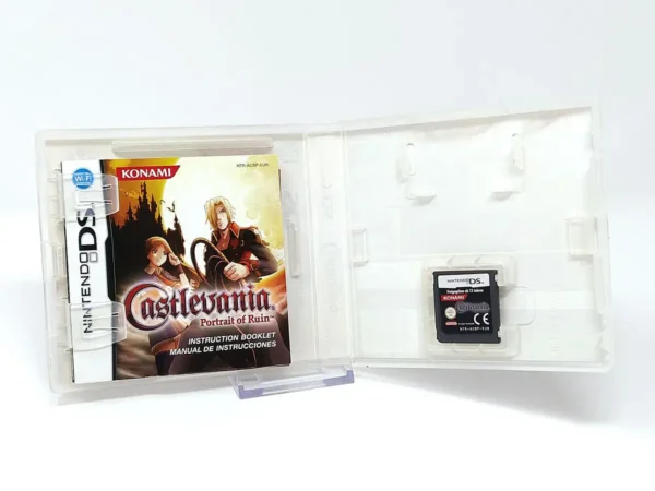 Interior del juego Castlevania: Portrait of Ruin (ESP) para Nintendo DS con disco y manual