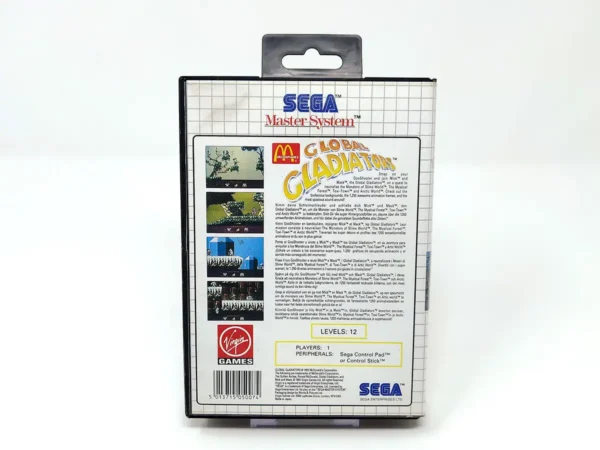 Parte trasera de Global Gladiators (ESP) (Rebajado) para Sega Master System, edición PAL España