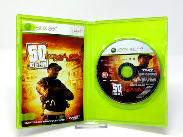 Interior del juego 50 Cent: Blood on the Sand (ESP) para XBOX 360 con disco y manual