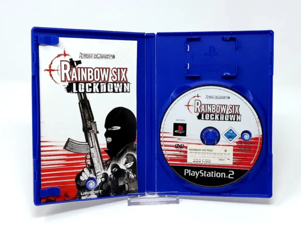 Interior del juego Tom Clancy's Rainbow Six: Lockdown (ITA) para PlayStation 2 con disco y manual