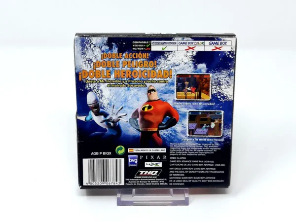 Parte trasera de Los Increíbles: La Amenaza del Socavador (ESP) para Nintendo Game Boy Advance, edición PAL España