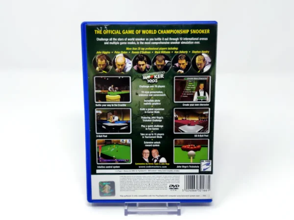 Parte trasera de World Championship Snooker 2003 (UK) para PlayStation 2, edición PAL UK