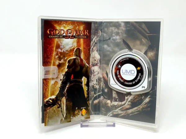 Interior del juego God of War: Chains of Olympus (ESP) para PSP con disco y manual