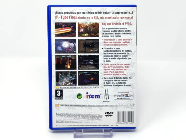 Parte trasera de R-Type Final (ESP) para PlayStation 2, edición PAL España