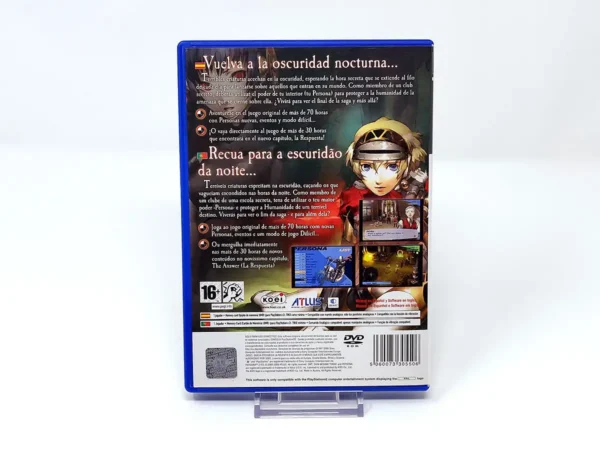 Parte trasera de Persona 3 FES (ESP) para PlayStation 2, edición PAL España