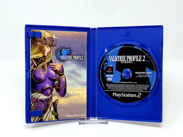 Interior del juego Valkyrie Profile 2: Silmeria (ESP) para PlayStation 2 con disco y manual