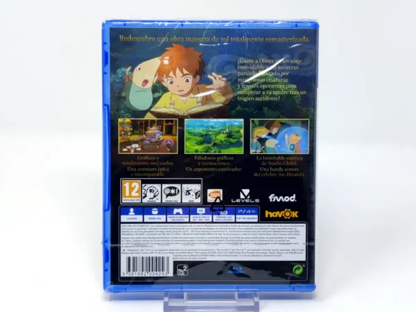 Parte trasera de Ni no Kuni: La Ira de la Bruja Blanca - Remastered (ESP) (Precintado) para PlayStation 4, edición PAL España
