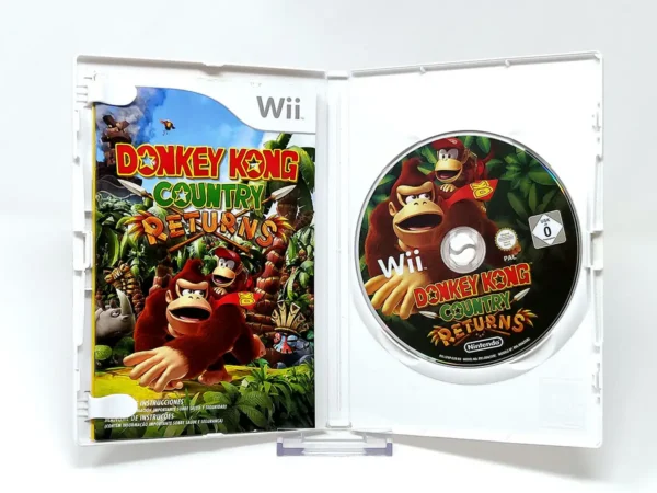 Interior del juego Donkey Kong Country Returns (ESP) para Nintendo Wii con disco y manual